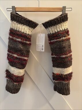 Chunky Knit leg Warmers in Brown, Cream & Multicolor